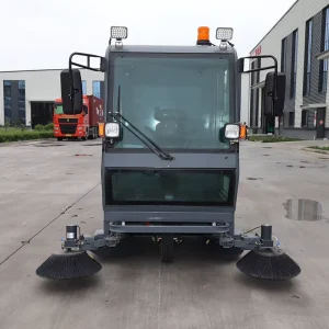 Ride-On Industrial Floor Sweeper with Dust Suppression for Factory Cleaning