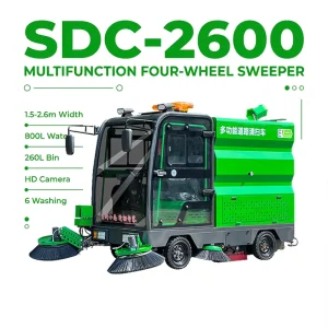 Ride-On Outdoor Electric Sweeper with Brush, Water Tank and Trash Can for Street and Park Use