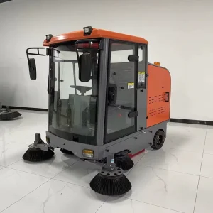 Ride-On Street Sweeper with Dust Collection Device, Automated Battery Power and Heavy-Duty Construction
