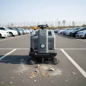 Ride-On Street and Road Sweeper with Double Side Brushes