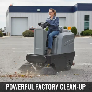 Ride on Electric Road Sweeper 48V Battery Powered 6800㎡ h Efficiency Street Sweeping Machine for Factory Warehouse