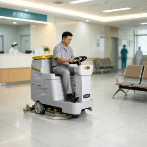 Ride-on Floor Scrubber Machine for Epoxy Tile and Cement Floor Cleaning