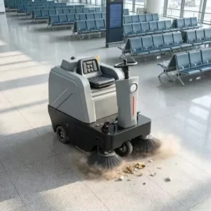 Ride-on Floor Sweeper for Airport Terminal Large Public Area Battery Powered Dust Collection Cleaning Machine