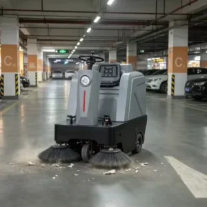 Ride-on Floor Sweeper for Underground Parking Garages Battery Powered Commercial Dust Cleaning Machine