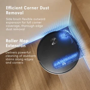 Robot Vacuum Cleaner with Roller Mop, Side Brush, Dual Extension, Edge Cleaning, Fresh Water Mopping and Obstacle Avoidance