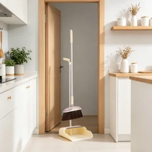 Rotatable Broom and Dustpan Set with Lightweight Upright Design for Kitchen Office Floor Cleaning