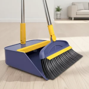 Rotatable Broom with Plastic Handle, Aluminum Broomstick, and Dustpan Set for Outdoor Floor Cleaning