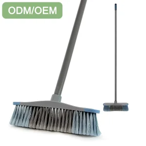 Rotatable Floor Cleaning Broom with PP and PET Materials, Iron Hard Bristles, and Long Handle