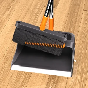 Rotating Broom Dustpan Set Lightweight Long Handle PET Soft Bristle Cleaning Tool With Dustpan