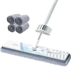 Rotating Flat Mop with Long Handle for Wet and Dry Floor Cleaning