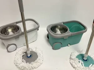 Rotating Microfiber Spin Mop Set with Stainless Steel Bucket, Pedal, and Wheels