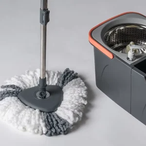 Rotating Spin Mop and Foldable Bucket Set with Heavy-Duty Microfiber Mop and 2 Mop Heads