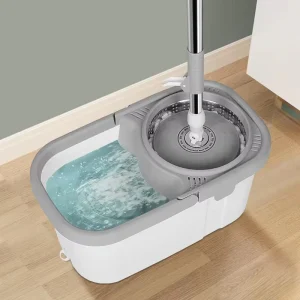 Round Rotating Mop and Bucket Set with Separate Dirty Water Compartment