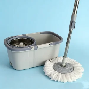 Round Spin Mop and Bucket Set with Wheels, Separate Clean and Dirty Water, 360 Rotating Wringing Mop
