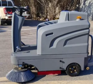 S1280 Ride on Floor Sweeper 48V Electric Industrial Street Parking Lot Road Cleaning Sweeper 80L Dustbin With Dual Side Brushes
