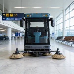S2000 Ride-On Electric Floor Sweeper with Enclosed Cabin and Rain Resistance