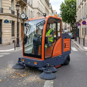S2000 Ride on Battery Powered Floor Sweeper Self Propelled Dual Side Brushes Street Floor Scrubber Cleaner Machine