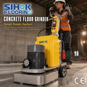 SIHOK Professional 15KW Concrete Floor Grinder Machine 12 Disc Gear Driven Industrial Cement Polisher for Large Warehouse Pro