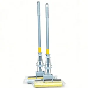 SOP25 Single-row PVA Rubber Cotton Sponge Mop Telescopic Squeeze Water Absorbent Floor Mop for Home Cleaning