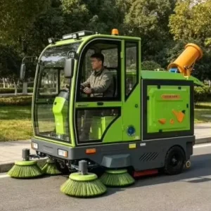ST D1900 Ride-On Sweeper Machine Enclosed Cabin CE Certified Road Cleaning Equipment