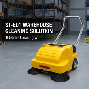 ST-E01 Electric Walk-Behind Sweeper with 1050mm Cleaning Width and 30L Dust Hopper for Warehouse Floor Cleaning