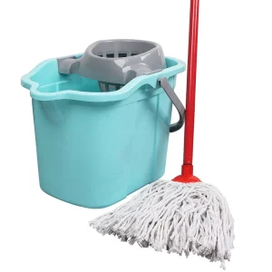Sale Eco Friendly Cotton Thread Mop and Bucket Set with Sliding Wringing for Household Floor Cleaning