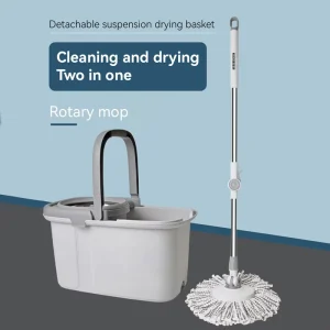 Scalable Stainless Steel Handle Flat Spin-Dry Mop with Removable Bucket