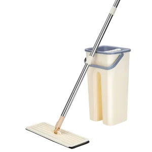 Scratch Mop Stainless Steel Rod Microfiber Non hand wash Mop with Automatic Squeeze Bucket Eco Friendly Durable Design