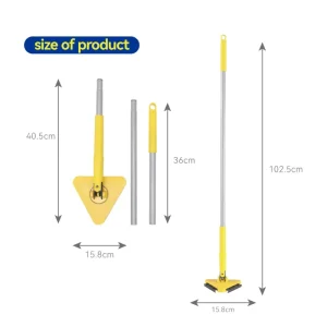 Sectional Detachable-Rod Triangle Corner Cleaning Mop with Firm Clip for Reusable Wipes
