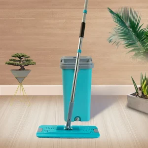 Self-Cleaning 366 Spin Microfiber Mop Bucket Set with Steel Handle-Free Wringing System
