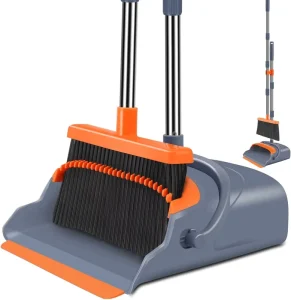 Self-Cleaning Broom and Dustpan Set with Dustpan Teeth for Indoor and Outdoor Use