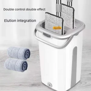 Self-Drying Microfiber Mini Flat Mop and Bucket Set with Adjustable Duster