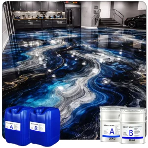 Self-Leveling Crystal-Clear Metallic Epoxy Resin Coating for DIY Flooring