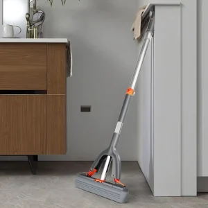 Self Squeeze Stainless Steel Microfiber Automatic Wringing High Dehydration Rate Lightweight Hands Free Floor Mop Dry Wet