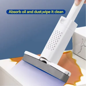 Self-Squeezing Mini Foldable Wet and Dry Mop with Replaceable Head for Desktop, Counter, and Glass Cleaning