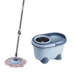 Self-Twisting Wet Floor Mop with Metal Handle and Wringer Bucket