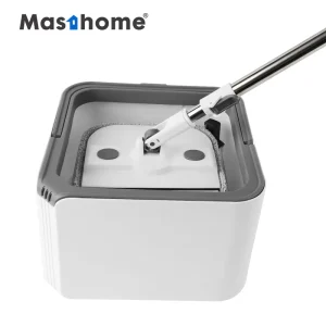 Self Wringing 360 Hand Free Wash Dry Squeeze System Stainless Steel 360 Rotating Household Kitchen Easy Spin Flat Mop Bucket Set