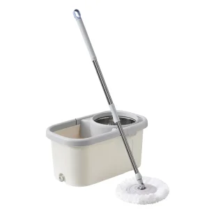 Self-Wringing 360 Rotating Spin Mop Bucket Set with Detachable Stainless Steel Rod