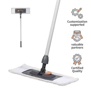 Self-Wringing Flat Mop with Butterfly Squeeze Design, Folding Floor Cleaner, and Microfiber Pads