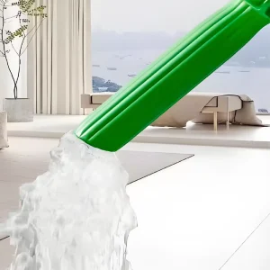 Self Wringing Flat Mop with Steel Pole Blended Yarn Hands Free Household Dust Cleaning Tool for Floor Washing