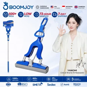 Self-Wringing PVA Sponge Mop with Squeeze Mechanism for Floor Cleaning