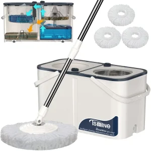 Separate Clean and Dirty Water 360 Degree Rotating Microfiber Magic Mop and Bucket Set Steel Pole for Efficient Floor Cleaning