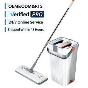 Separation Mop and Bucket Set Hands-Free Self-Cleaning Flat Mop with Water Filter System