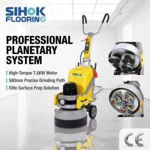 Sihok 7.5Kw 10Hp 580Mm Floor Grinding Machine Concrete 9 Discs Planetary Polishing Machine for Exopy Removal With Vacuum 220V Ce