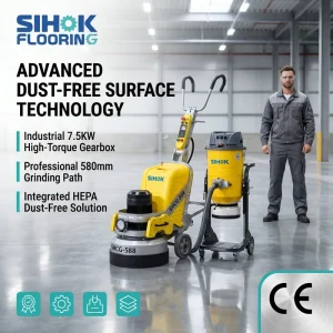 Sihok 7.5Kw 10Hp 588Mm Industrial Concrete Floor Grinder With Dust Vacuum 9 Discs Planetary Polishing Machine Surface Prep Ce