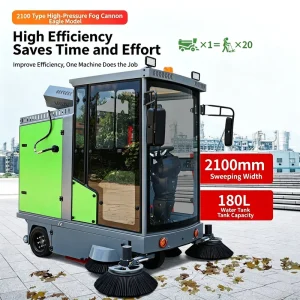 Silent Enclosed Ride-On Electric Sweeper with Closed Cabin for Supermarkets, Campuses, Residential Areas and Parks