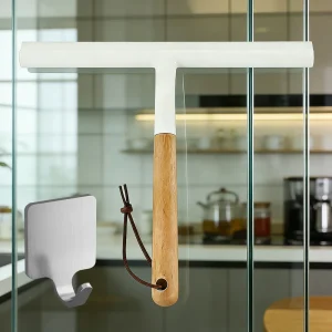 Silicone Blade Wood Handle Shower Squeegee Water Scraper for Windows Floors Cabinets Countertops and Dining Tables