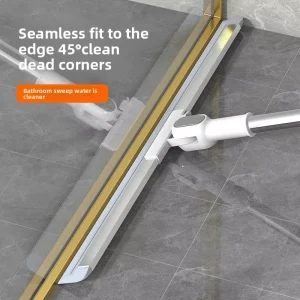 Silicone Squeegee with Stainless Steel Frame and Scalable Handle for Bathroom, Shower, and Glass Cleaning