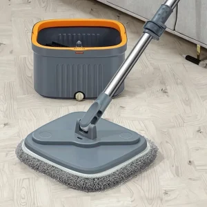 Single Bucket Telescopic Mop Steel Pole Plastic Basket 360 Degree Microfiber Mop Head Fast Absorbent Dual drive Floor