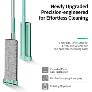 Sliding Type Squeeze Wet Dry 360 Swivel Rebound Self Wringing Adjustable Stainless Steel Pole Microfiber Pad Hands Free Flat Mop